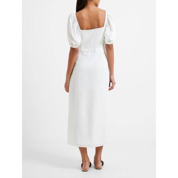 NEW FRENCH CONNECTION afina verona ruched midi dress in summer white - Picture 2 of 3